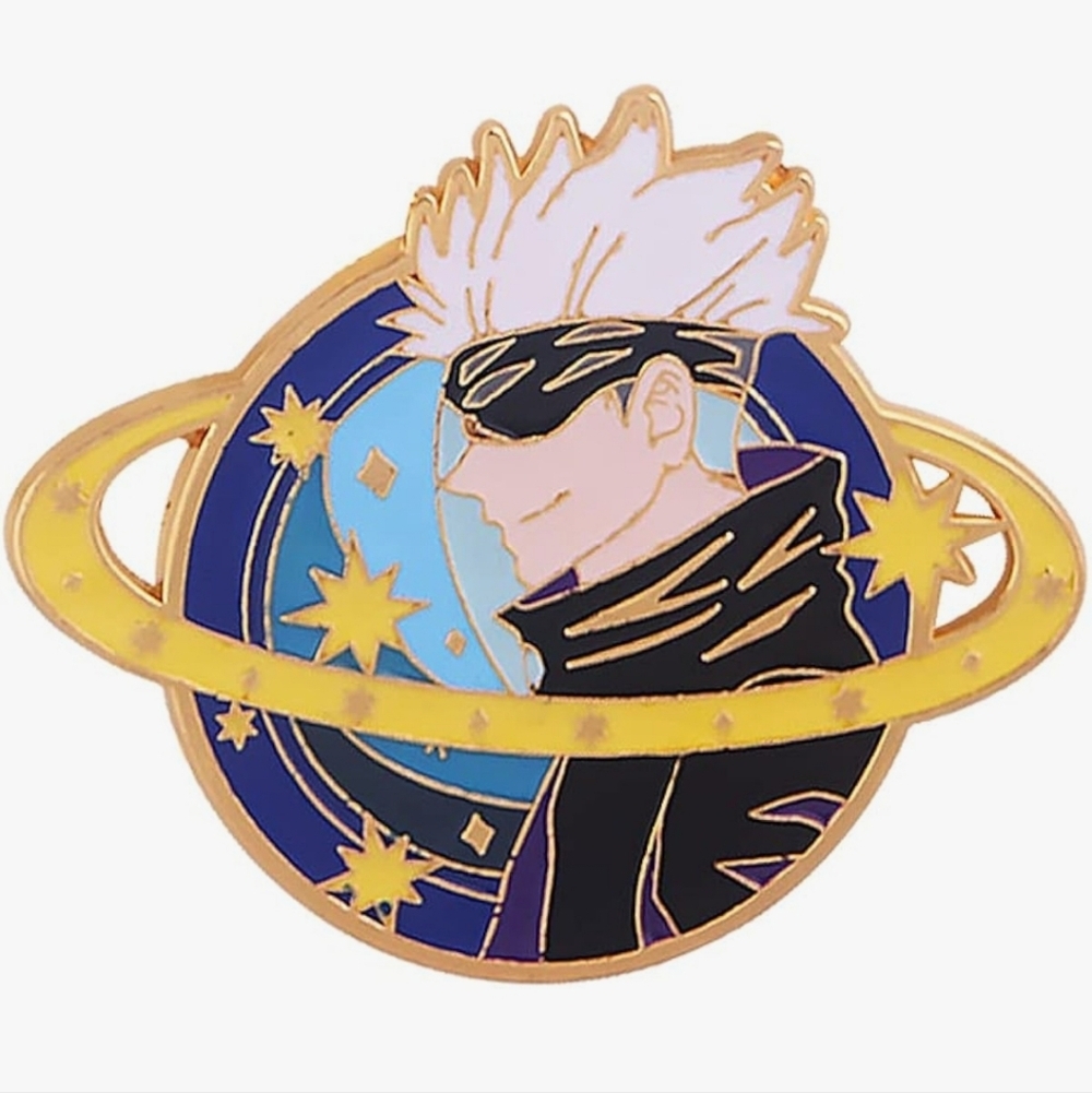 Enamel Lapel Pin - White & Black Star Orbit Design Jiu-Jitsu Kaizen